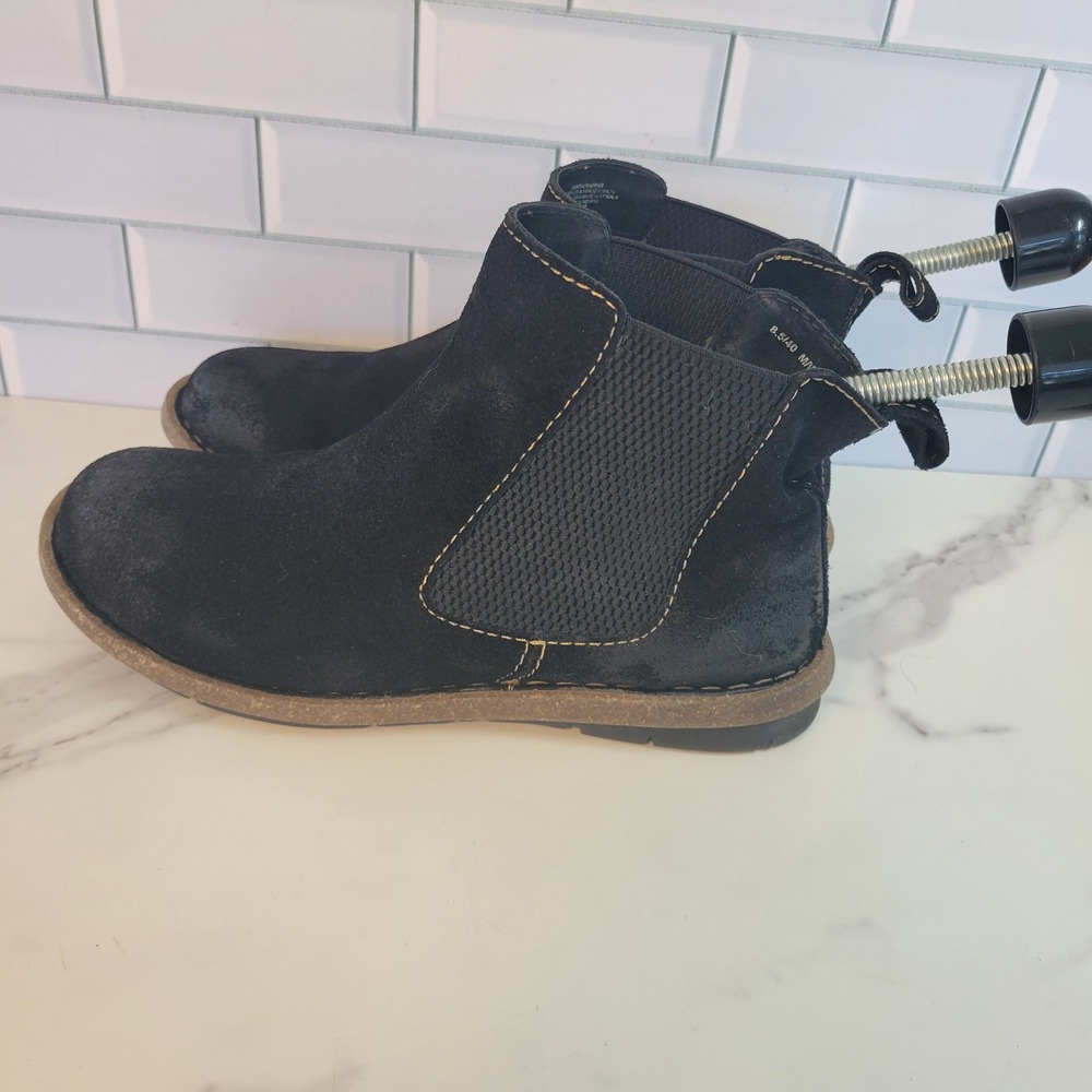 Born Talyn Black Distressed Bootie Size 8.5 Chelsea Boot Leather Comfort Causal‎